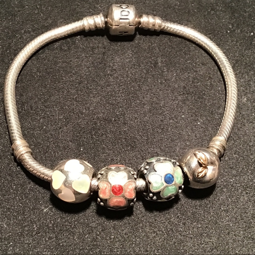 Pandora bracelet with four charms